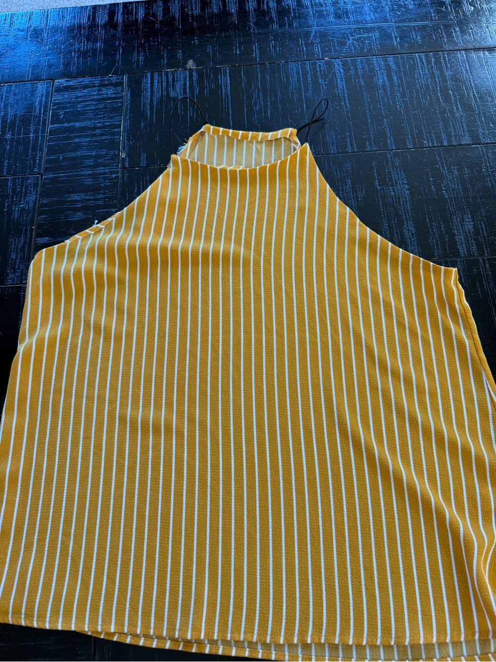 Women’s Mustard Yellow Striped Halter Tank Top size medium
